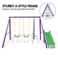 Kahuna Kids 4-Seater Swing Set with Slide Purple Green